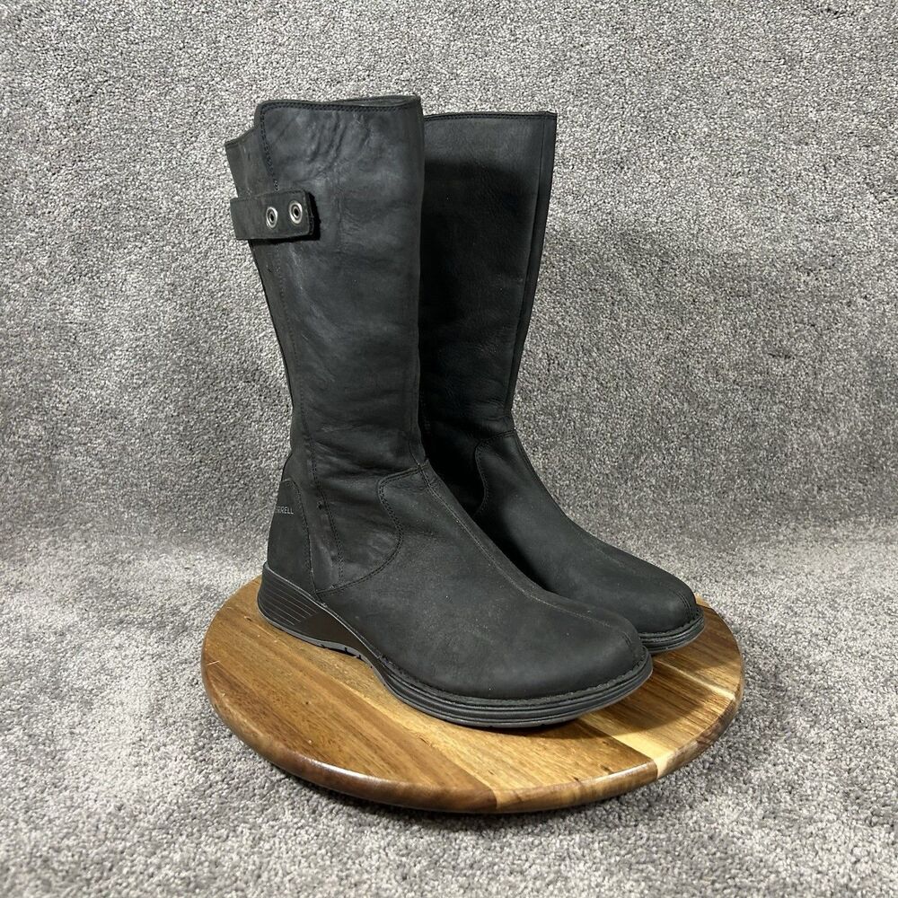 Merrell Travvy Tall Women's Size 8 Black Waterproof Side Zip Boots Used - Picture 3 of 12